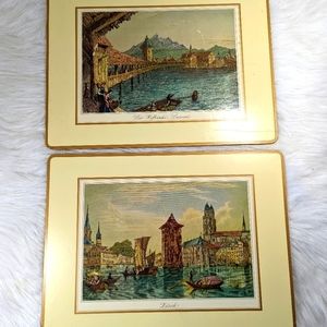 Pimpernel Set Cork Back Placemats Set Of 2 Picture Drawings Zurich And Luzern